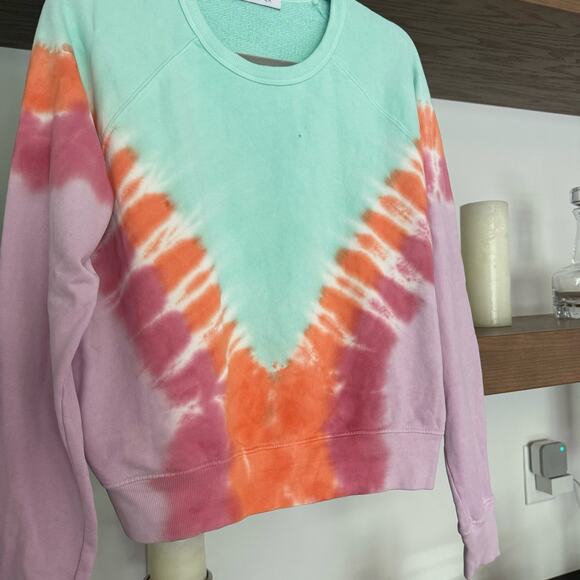 Daydreamer x Free People Tie Dye Varsity Crew Sweatshirt in Mint Combo - Picture 3 of 7